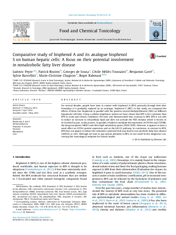 (PDF) Comparative study of bisphenol A and its analogue bisphenol S on ...