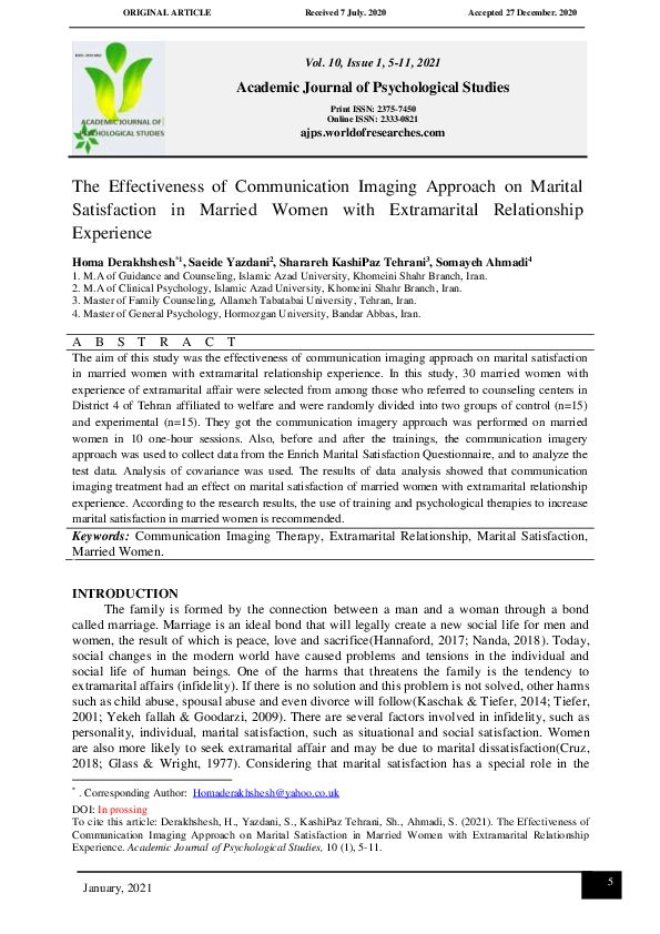 (PDF) The Effectiveness of Communication Imaging Approach on Marital ...