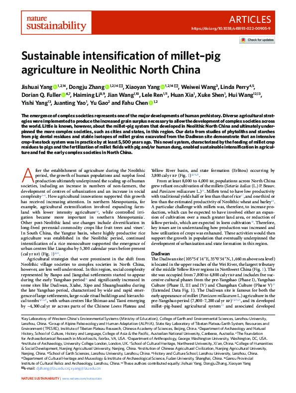 (PDF) Sustainable intensification of milletpig agriculture in