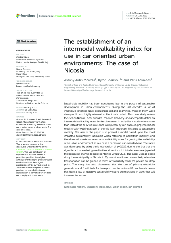 (PDF) The establishment of an intermodal walkability index for use in ...