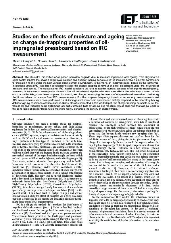 (PDF) Studies on the effects of moisture and ageing on charge de ...