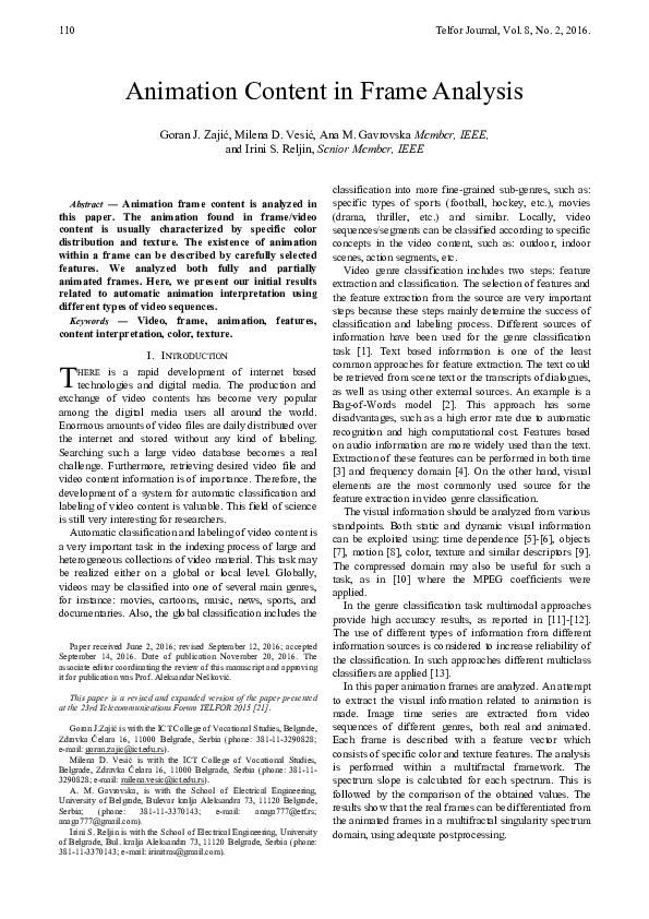 (PDF) Animation content in frame analysis