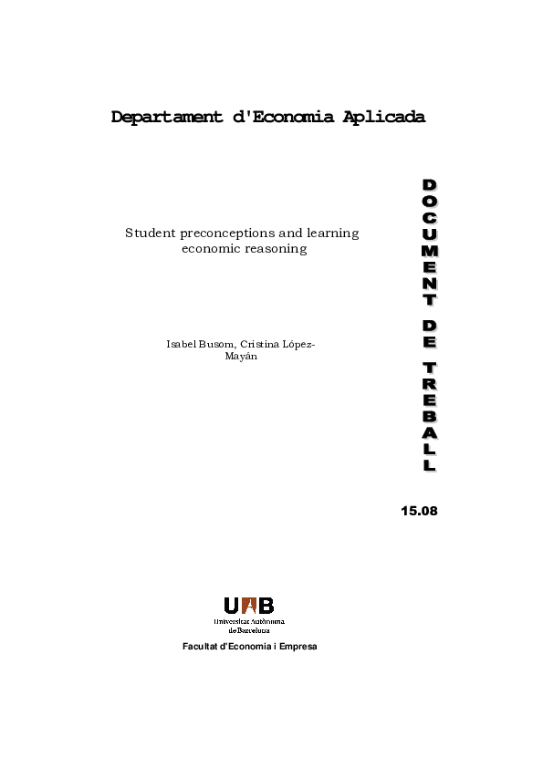 (PDF) Student Preconceptions and Learning Economic Reasoning