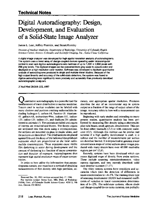 (PDF) Digital autoradiography design, development, and evaluation of a