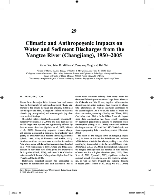 (PDF) Climatic and Anthropogenic Impacts on Water and Sediment ...