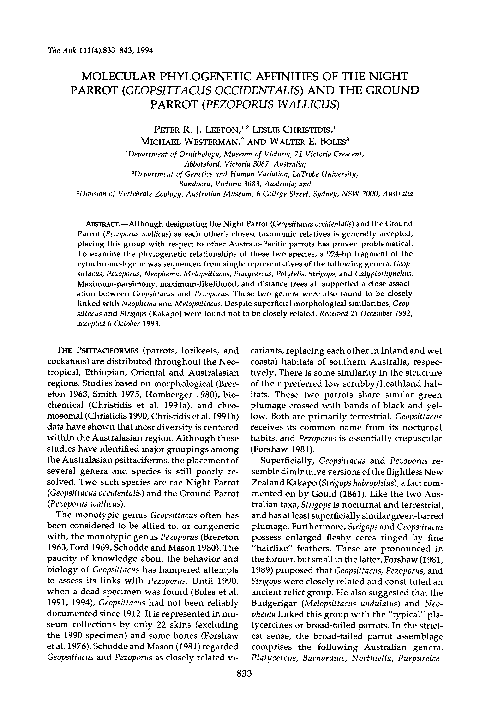pdf-molecular-phylogenetic-affinities-of-the-night-parrot