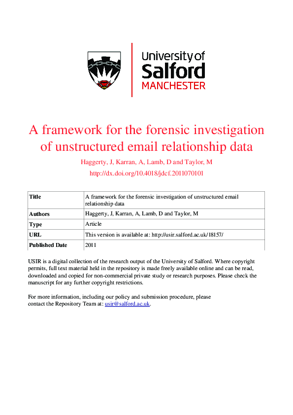 (PDF) A Framework for the Forensic Investigation of Unstructured Email ...