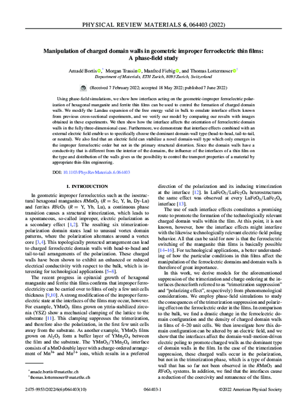 (PDF) Manipulation of charged domain walls in geometric improper ...