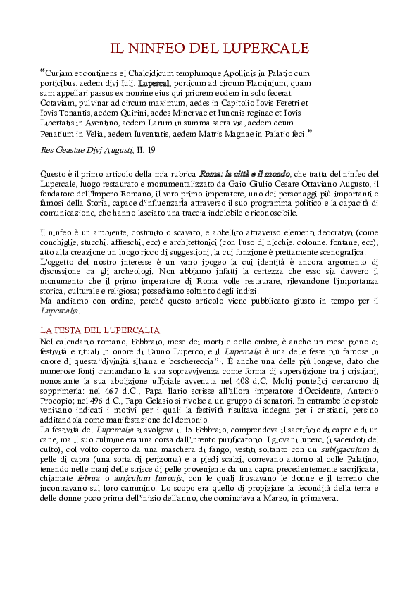 (PDF) Il ninfeo del Lupercale
