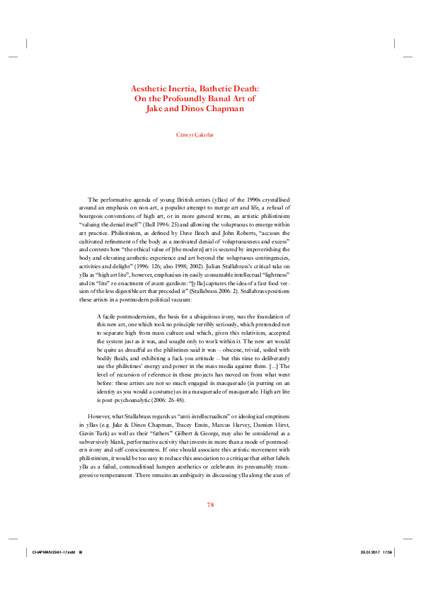 (PDF) Aesthetic inertia, bathetic death: on the profoundly banal art of ...
