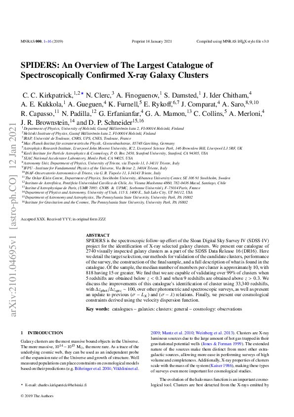 (PDF) SPIDERS: an overview of the largest catalogue of ...