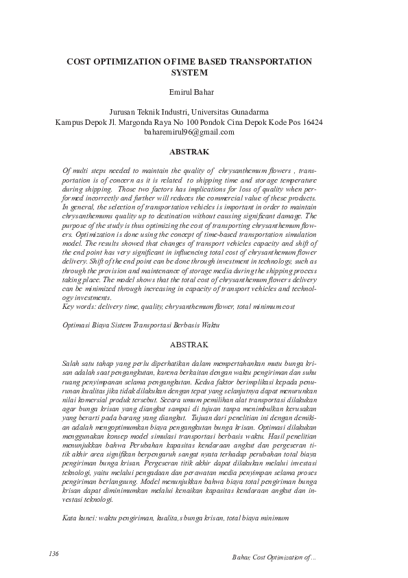 (PDF) Cost Optimization of Ime Based Transportation System