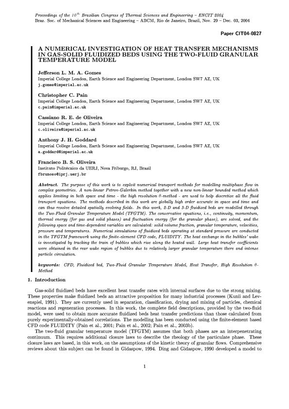 (PDF) A Numerical Investigation of Heat Transfer Mechanisms in Gas ...