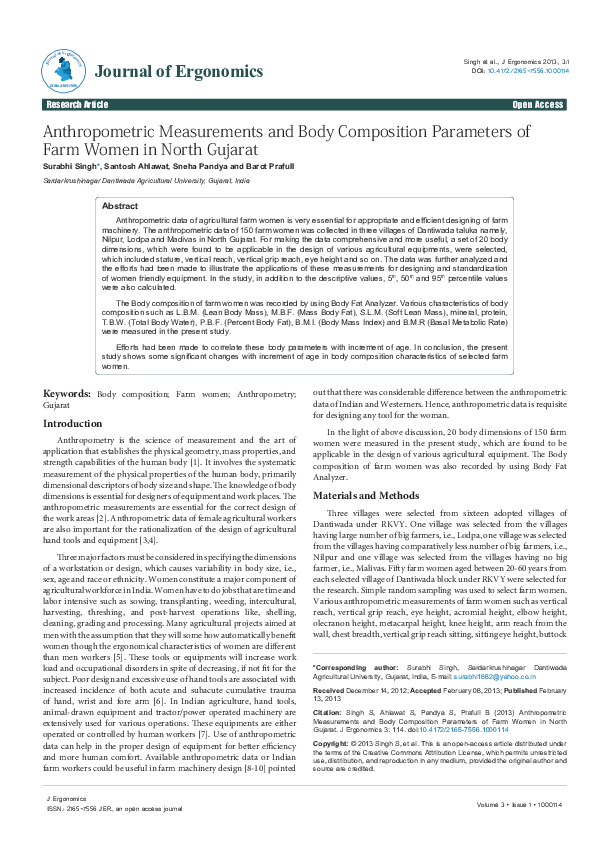 (PDF) Anthropometric Measurements and Body Composition Parameters of ...
