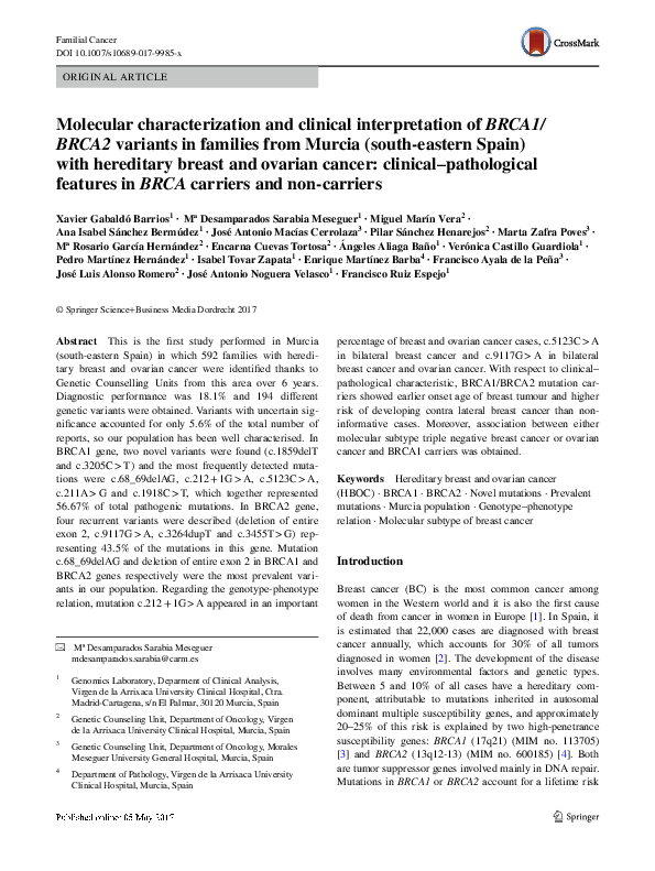 (PDF) Molecular characterization and clinical interpretation of BRCA1 ...