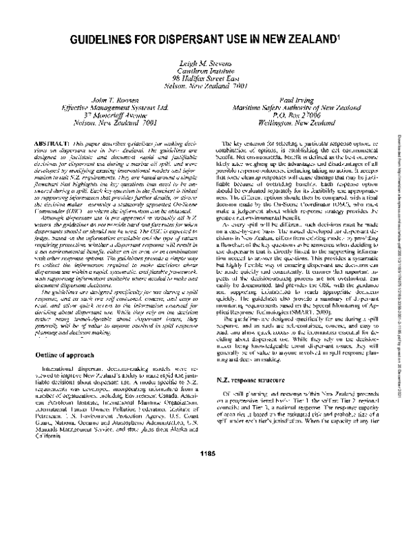 (PDF) Guidelines for Dispersant Use in New ZEALAND1