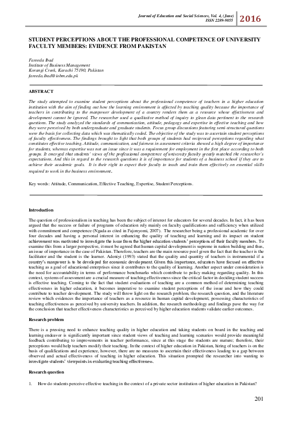 (PDF) Student Perceptions About the Professional Competence of ...