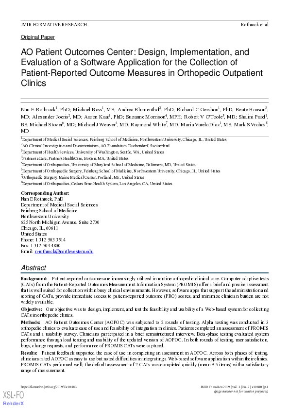 (PDF) AO Patient Outcomes Center: Design, Implementation, and ...