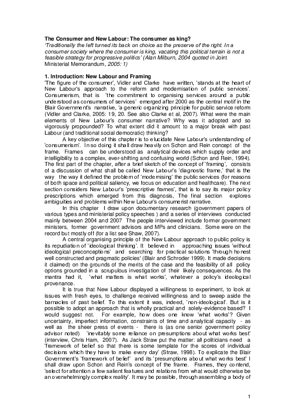 (PDF) The consumer and New Labour: the consumer as king?