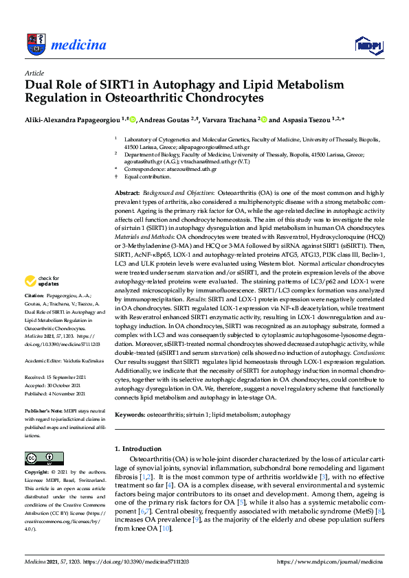 (PDF) Dual Role of SIRT1 in Autophagy and Lipid Metabolism Regulation ...