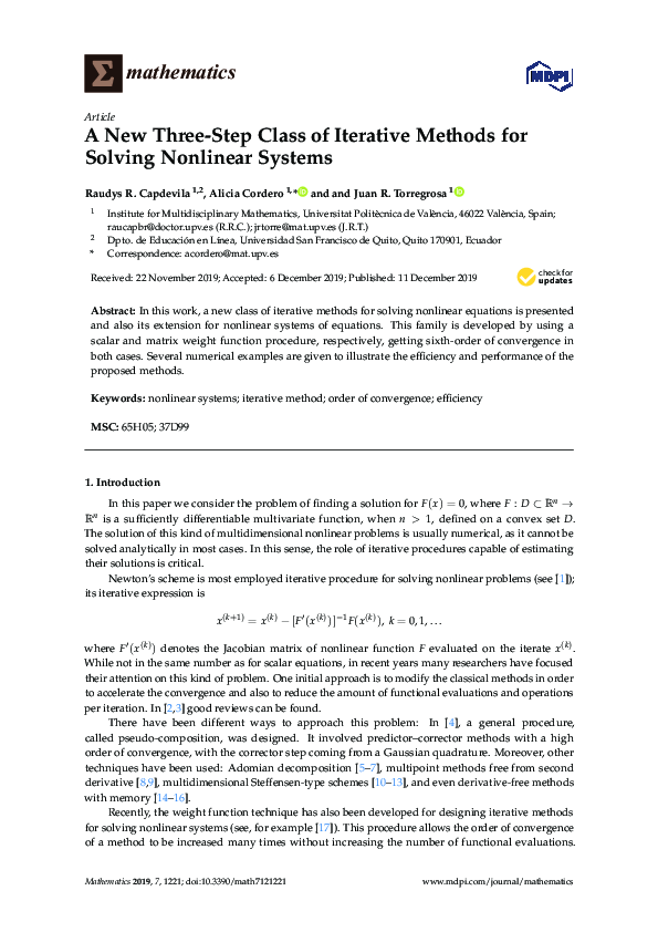 (PDF) A New Three-Step Class of Iterative Methods for Solving Nonlinear ...