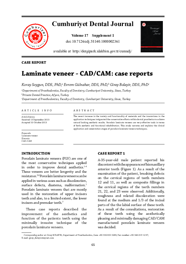 (PDF) Laminate Veneer - Cad / Cam: Case Reports