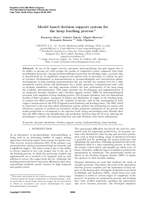 (PDF) Model Based Decision Support System for Hydrometallurgical ...