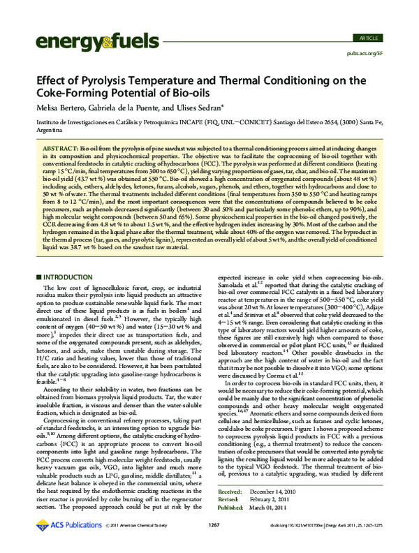 (PDF) Effect of Pyrolysis Temperature and Thermal Conditioning on the ...