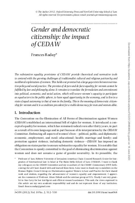(PDF) Gender and democratic citizenship: the impact of CEDAW