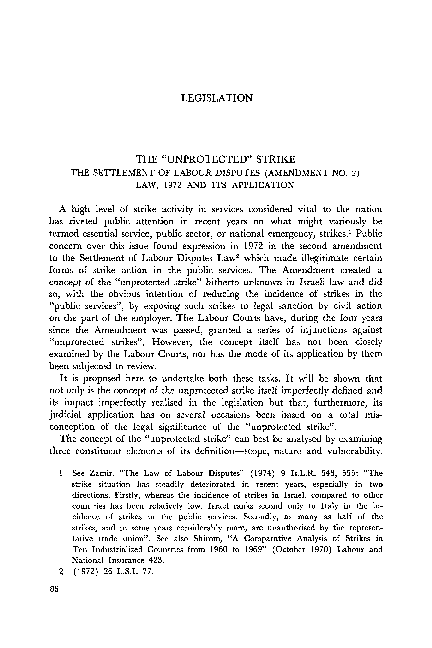 (PDF) The “Unprotected” Strike: The Settlement of Labour Disputes ...