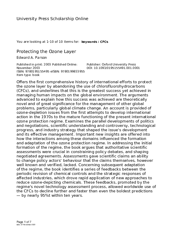  PDF Protecting The Ozone Layer Philippe Le Prestre Academia edu