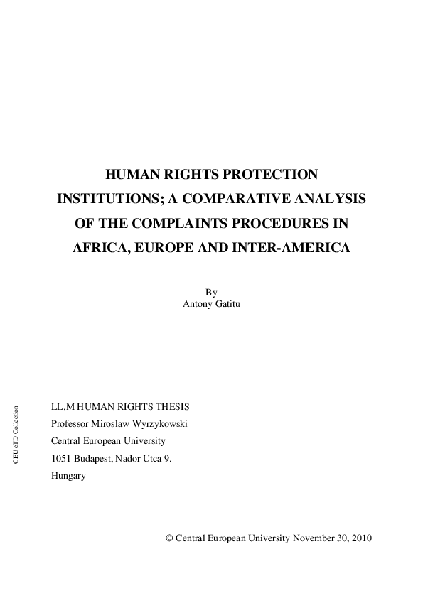 (PDF) Human Rights Protection Institutions; a Comparative Analysis of ...