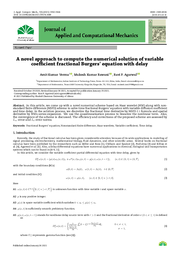 (PDF) A Novel Approach to Compute the Numerical Solution of Variable ...