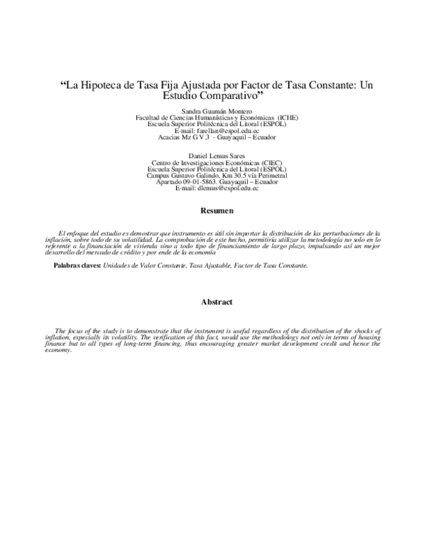 (PDF) La Hipoteca De Tasa Fija Ajustada Por Factor De Tasa Constante ...