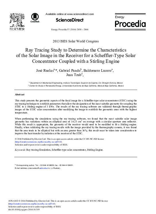 (PDF) Ray Tracing Study to Determine the Characteristics of the Solar ...