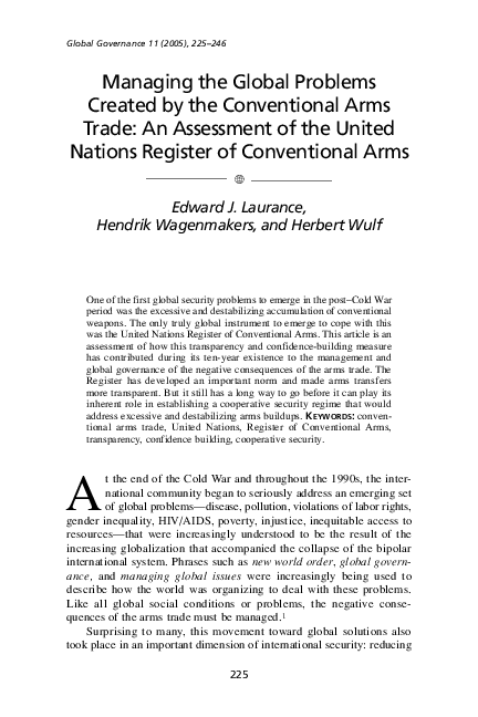 (PDF) Managing the Global Problems Created by the Conventional Arms ...