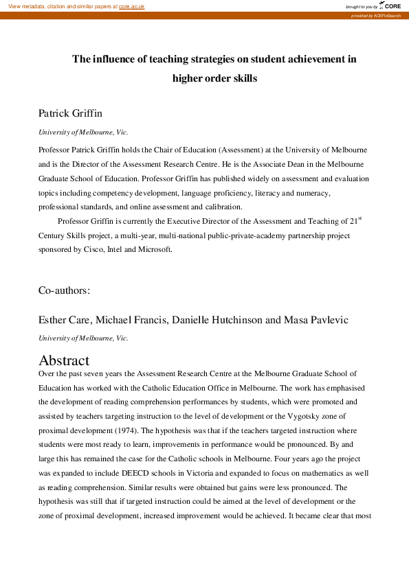(PDF) The Influence of Teaching Strategies on Student Achievement in ...