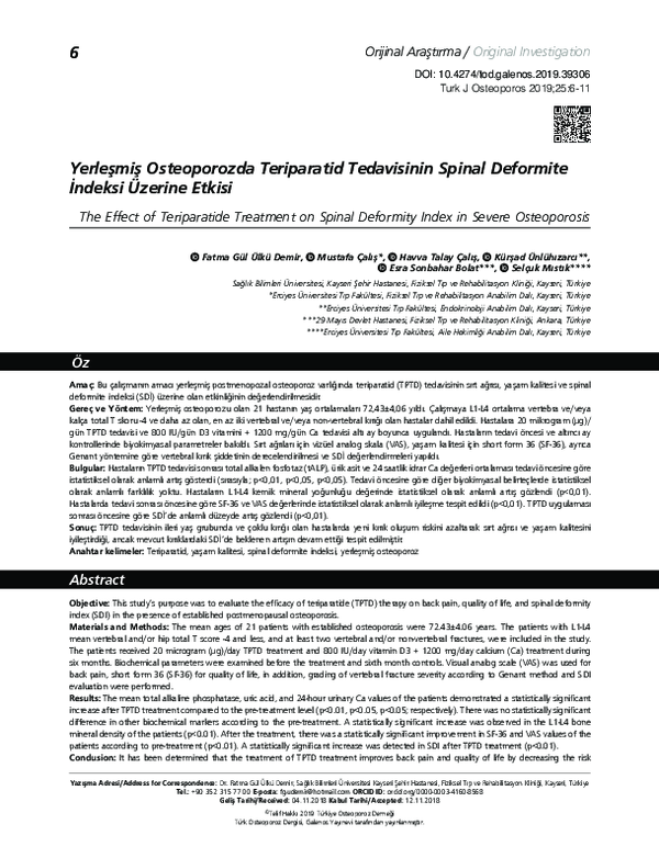 (PDF) The Effect of Teriparatide Treatment on Spinal Deformity Index in ...