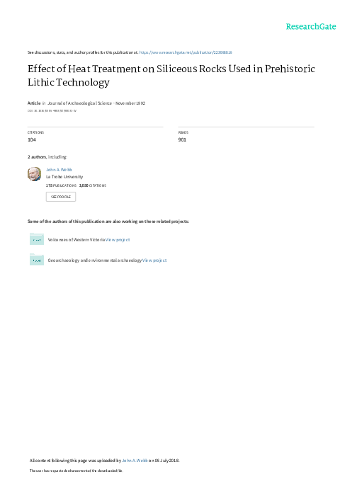 (PDF) Effect of heat treatment on siliceous rocks used in prehistoric ...