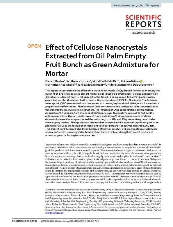 (PDF) Effect of Cellulose Nanocrystals Extracted from Oil Palm Empty ...