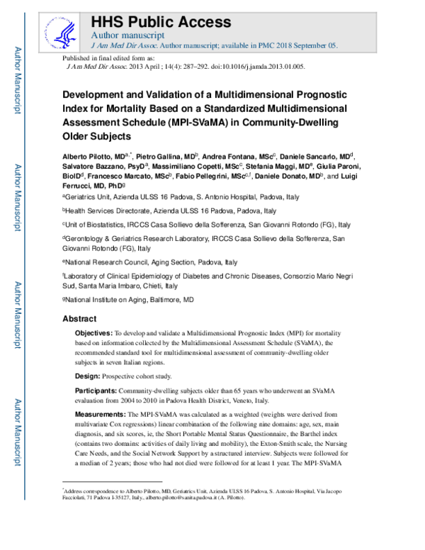 (PDF) Development and Validation of a Multidimensional Prognostic Index ...