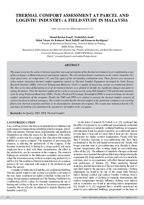 (PDF) Thermal Comfort Assessment at Parcel and Logistic Industry: A ...
