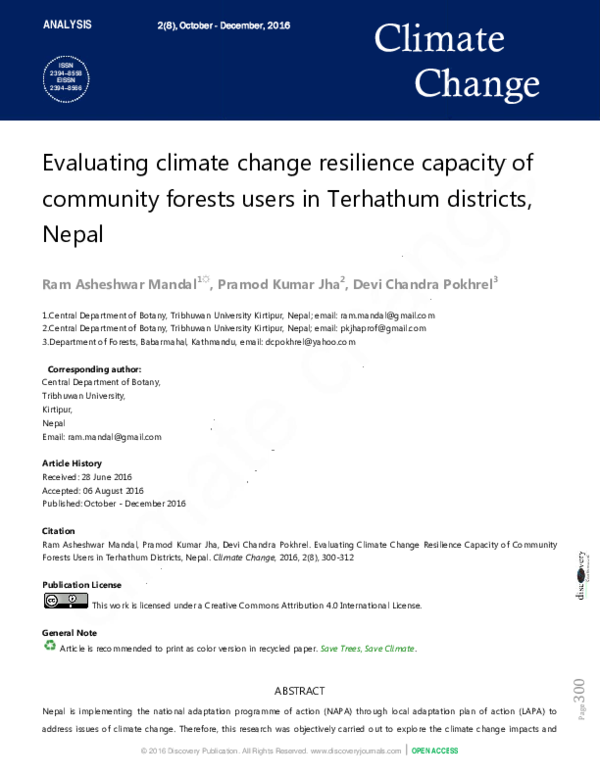 (PDF) Evaluating climate change resilience capacity of community ...