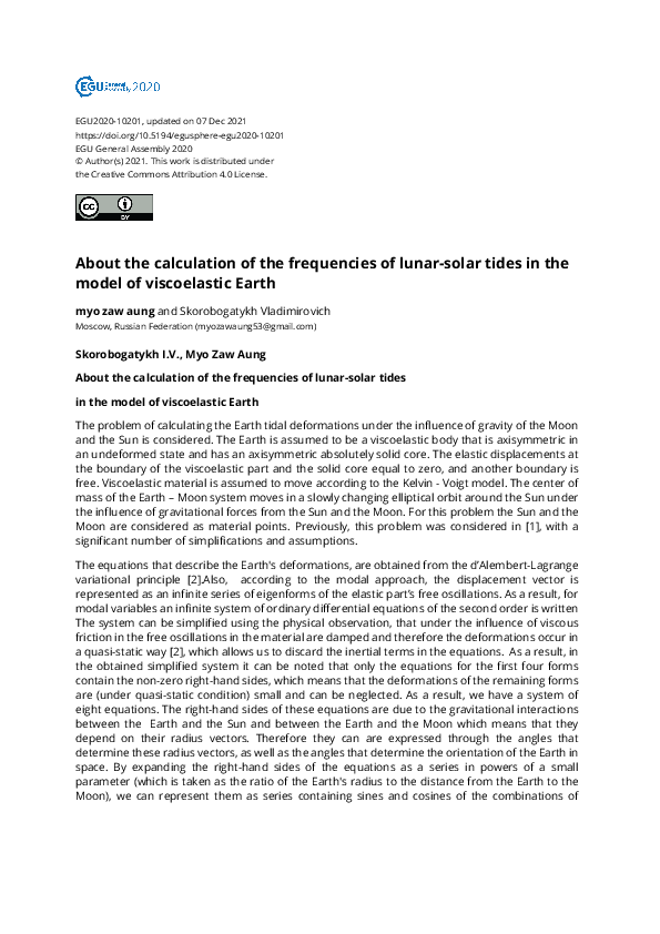 (PDF) About the calculation of the frequencies of lunar-solar tides in ...