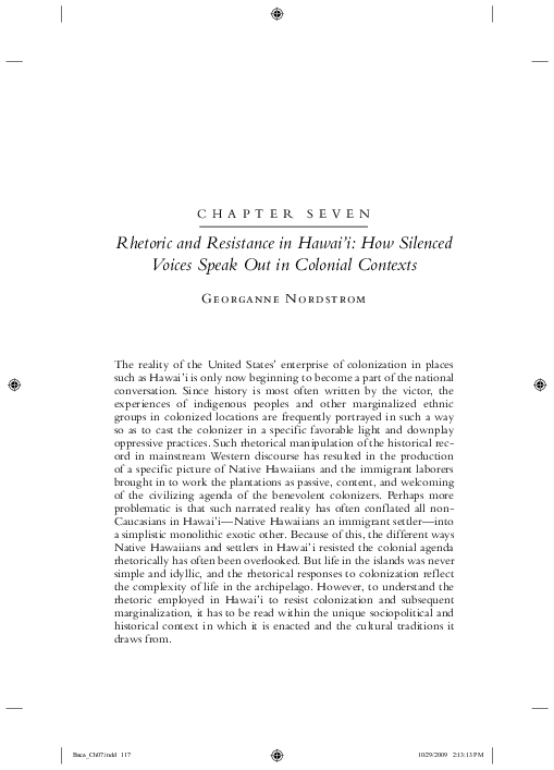 (PDF) Rhetoric and Resistance in Hawai’i: How Silenced Voices Speak Out ...