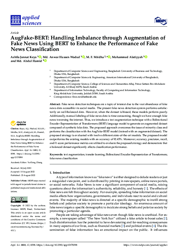 (PDF) AugFake-BERT: Handling Imbalance through Augmentation of Fake ...