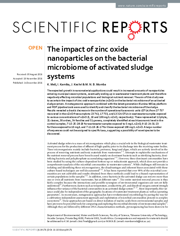 (PDF) The impact of zinc oxide nanoparticles on the bacterial ...