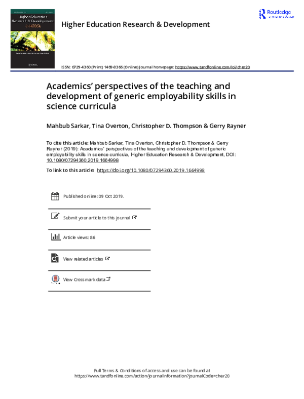 (PDF) Academics’ perspectives of the teaching and development of ...