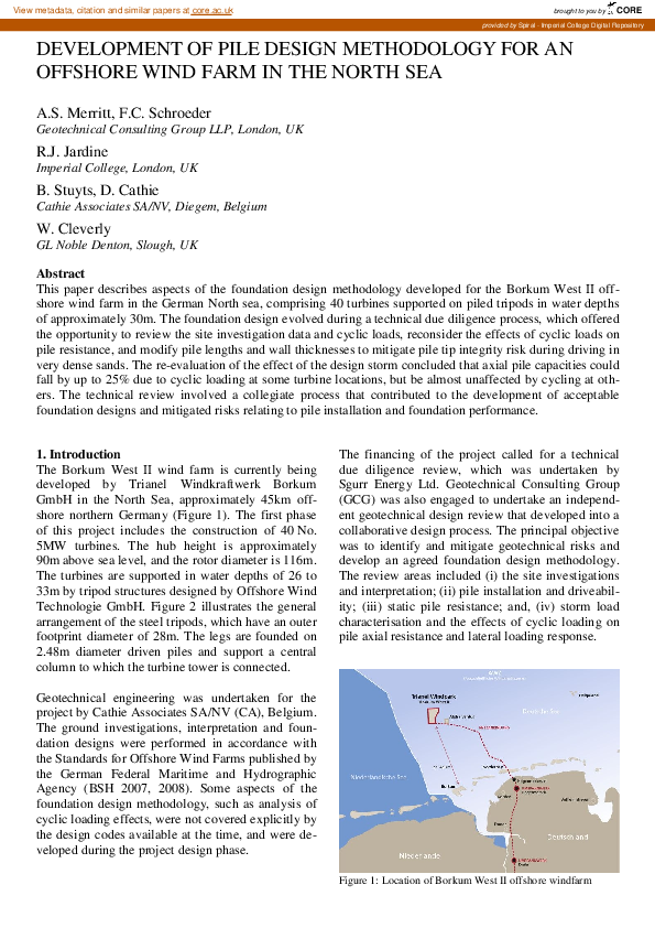 (PDF) Development of pile design methodology for an offshore wind farm ...