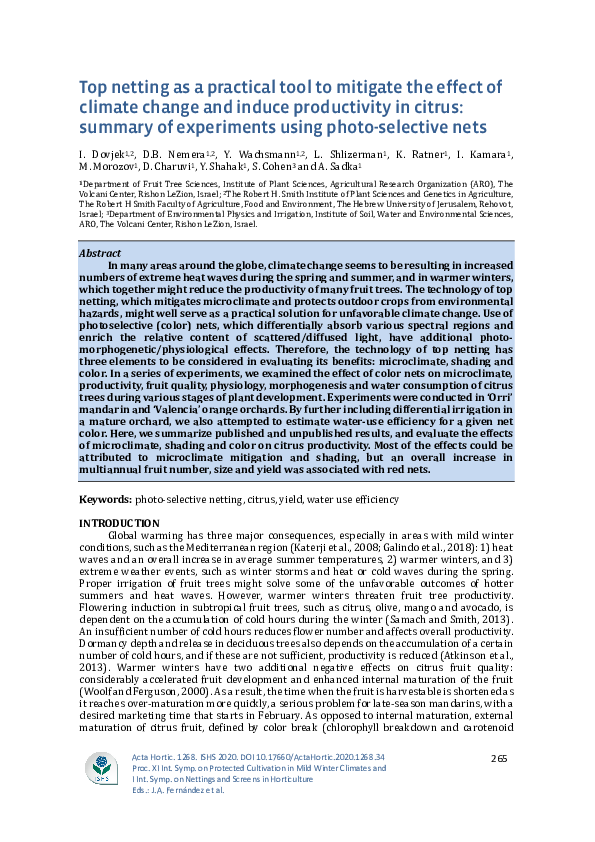(PDF) Top netting as a practical tool to mitigate the effect of climate